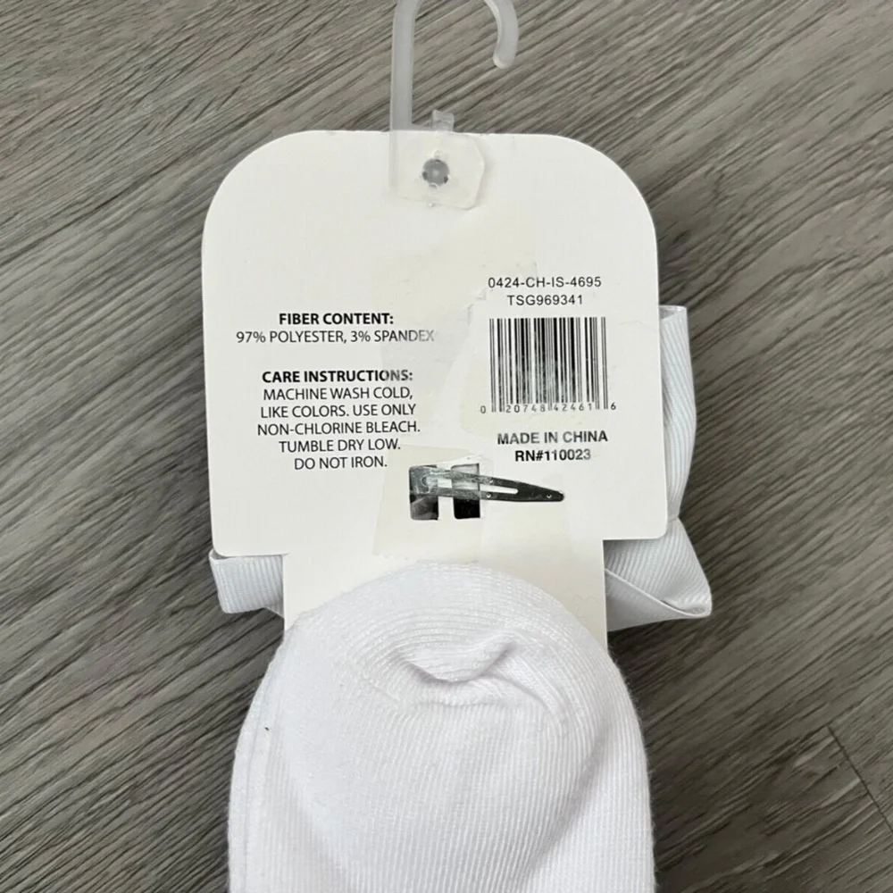 3 For $15 Totally Sox Girl's White School Uniform Ankle Socks and Hair Bow Sock